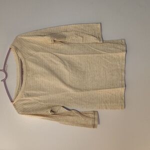 Old Navy 3/4 length sleeve oatmeal colored top with sparkly stripes